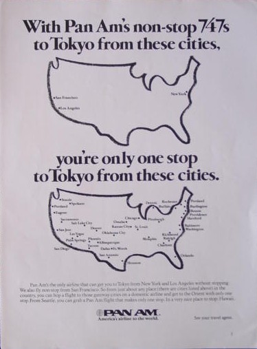 1970s  Pan Am promoting service to Tokyo.